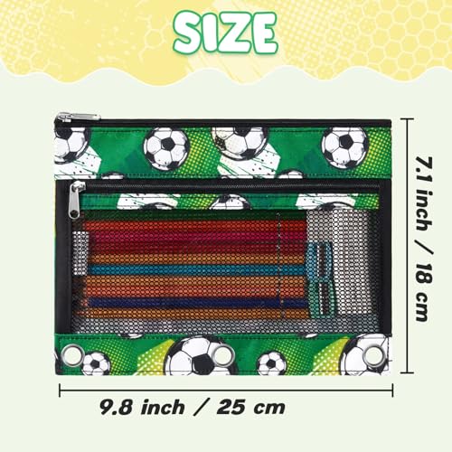 WAWSAM Soccer Pencil Pouch for 3 Ring Binder, Binder Pencil Pouches with Zipper, Pencil Case with Clear Window, Cosmetic Bags for Office Supplies - color: Soccer