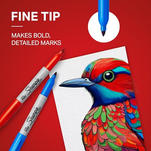 Sharpie Permanent Markers | Fine Point for Bold Details | Assorted Colours | 12 Count