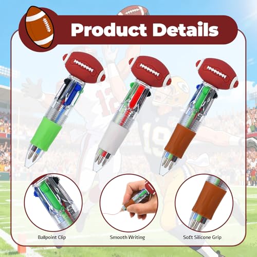 Football Party Favors Football Pens Mini Multicolor Pen in One Cute Fun 4-in-1 Pens Bulk Cool Ballpoint Pens for Birthday Gifts Teacher Supplies (Football, 24) - style: Football