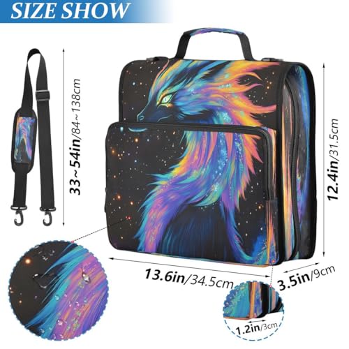 ALAZA Black Colorful Dragon Zipper Binder Bag 3 Ring Binder Large Capacity 1.5 Inch Multi-Pockets Organizer with Shoulder Strap and Handle for School Office Supplies