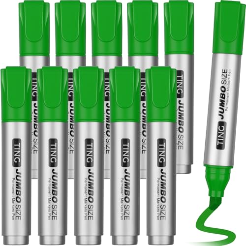 Fuutreo 10 Pack Jumbo Permanent Markers Bulk Large Chisel Tip Permanent Markers Quick Drying Waterproof Big Huge Poster Pens for Office, Logistics Company and More Adult(Grass Green) - color: Grass Green