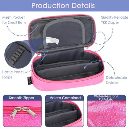 FlowFly Large Capacity Pencil Case for Kids, Boys & Girls – Zippered Multi-Functional Pen Pouch, Soft & Portable Pencil Bag for School, Teens, Students, PU#Pink - color: PU#Pink