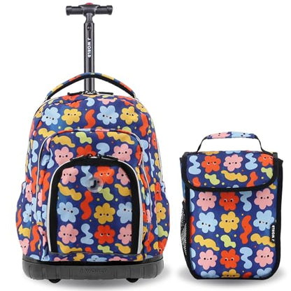 J World Lollipop Kids Rolling Backpack & Lunch Bag Set for Elementary School. Carry-On Suitcase with Wheels, Baby Cloud - color: Baby Cloud