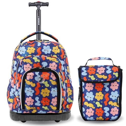 J World Lollipop Kids Rolling Backpack & Lunch Bag Set for Elementary School. Carry-On Suitcase with Wheels, Baby Cloud - color: Baby Cloud