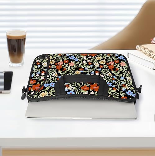 RICHEN 10 inch Messenger Bag Carrying Case with Handle Accessory Pocket Fits 7 to 10-Inch Laptops/Notebook/Kids Tablet (7-10.2 inch, Flowers2) - color: Flowers2, size: 7-10.2 inch