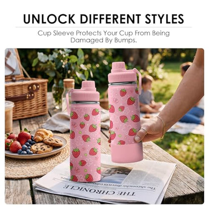 Strawberry Water Bottle 18 oz - Double Wall Vacuum Insulated Tumbler Coffee Cup Keeps Drinks Cold & Hot - Strawberries Festival Birthday Gifts for Strawberry Lovers Girls Women Sister - color: Strawberry