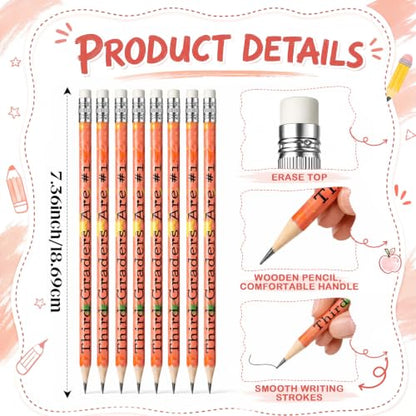 48 Pcs/24 Sets 3rd Graders Pencils and Erasers Bulk Set Motivational Pencils Back to School Supplies for Kids Student Inspirational Teacher Classroom Reward Party Favors Gifts - style: 3rd Grader