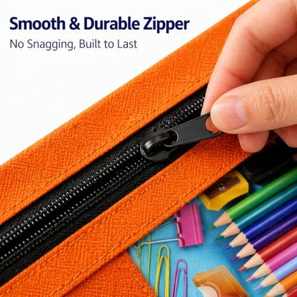 Pencil Pouch Bulk 36 Pack, Pencil Pouch for 3 Ring Binder, Pencil Bags | Binder Pencil Pouch, Zipper Pencil Pouch with Clear Window, 3 Hole Fabric Pencil Pouches Bulk for Classroom, School & Office