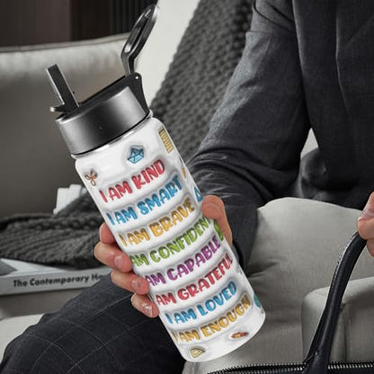 Personalized Kids Water Bottle with Photo, Custom Stainless Steel Insulated Sport Water Bottle for School, Back to School Gifts for Boy Girl, Insulated Tumbler with Straw Lid Handle, 18 OZ - color: # design 02 pic