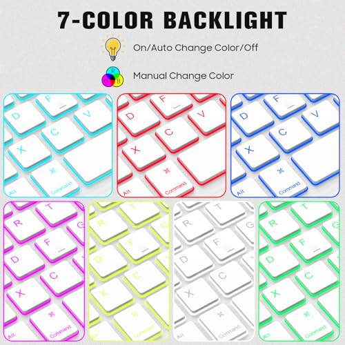 FINTIE 10-Inch Ultrathin Wireless Bluetooth Backlight Keyboard | [7 Color Backlit] Rechargeable Keyboard Compatible with iPad Samsung Tablet, iPhone Smartphone, iOS, Android - color: Classic White
