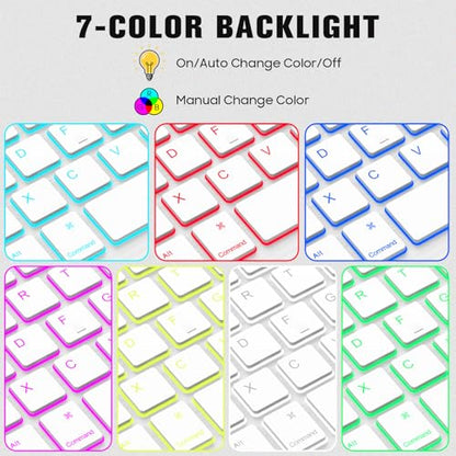 FINTIE 10-Inch Ultrathin Wireless Bluetooth Backlight Keyboard | [7 Color Backlit] Rechargeable Keyboard Compatible with iPad Samsung Tablet, iPhone Smartphone, iOS, Android - color: Classic White
