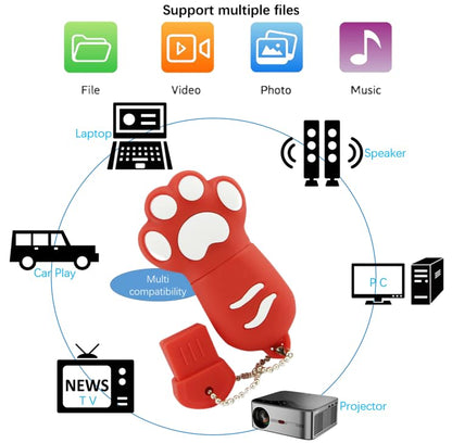 64GB USB 2.0 Flash Drive Cartoon Novelty Lovely Cat Paw Memory Stick Silicone Rubber Ainmal Pendrive Red - color: Catpaw-red, size: 64GB 2.0