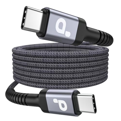 Extra Long USB C to USB C Cable 15FT, 100W USB C Cable Fast Charging Cord | Upgraded Durable Braided USB C Cable for iPhone 17 16 15 Pro Max, MacBook Pro, Samsung Galaxy S10 S9 Plus, LG and More-1Pack - color: Grey, size: 15FT-1Pack, style: USB C to USB C