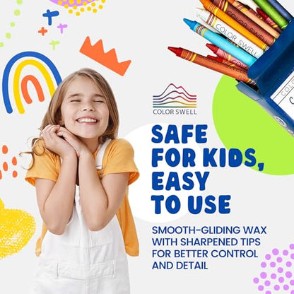 Color Swell 24-Pack Crayons – Non-Toxic, Ideal for Kids, Students, Adults, and Classroom Activities - size: 1 Pack | 24 Crayons