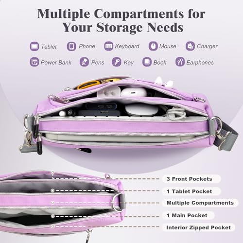 TiMOVO 9-11" Anti-Theft Tablet Sleeve with Strap for iPad, Purple | Anti-Theft Design Tablet Bag with Shoulder Strap, Fits iPad 10.9"/10.2", Air 11/5th/4th Gen 10.9", Galaxy Tab A9+ 11" - color: Purple