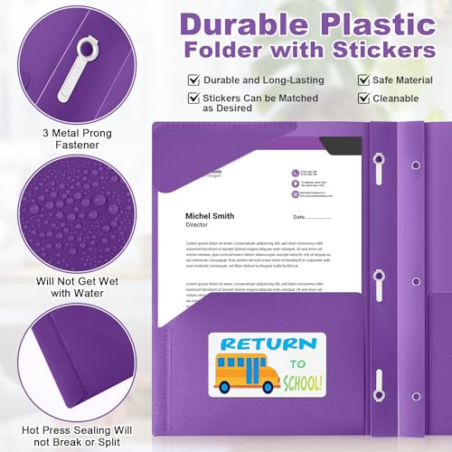 Henoyso 24 Set Take Home Folders with Clear Front Pocket, School-to-Home Communication Folder Bulk for Back to School Classroom, Heavy Duty Plastic Parent-Teacher Homework Folders (Purple) - color: Purple