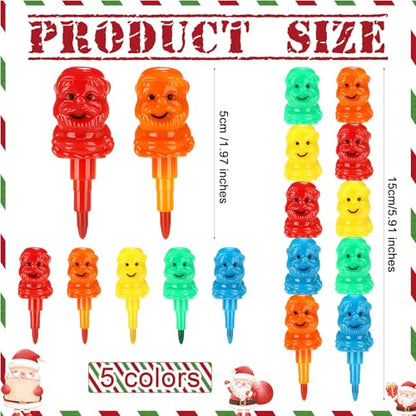 Sayglossy 24 Sets Christmas Santa Claus Crayons Party Favors 4 Colors Xmas Stacking Crayons with Double Sided Coloring Postcard Christmas Party Gifts Prize Bulk for Holiday Goodie Bag Stuffers - style: Santa Claus