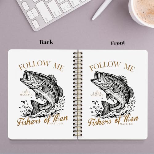 NISTOMISU Retro Fish Christian Notebook, Bible Journal for Men, Matthew 4:19 Bible Verse Journal, Religious Scripture Spiral Notebook for Note Taking, Christian Gifts for Women Men, 5.8x8.3 Inch - color: Fishers of Men