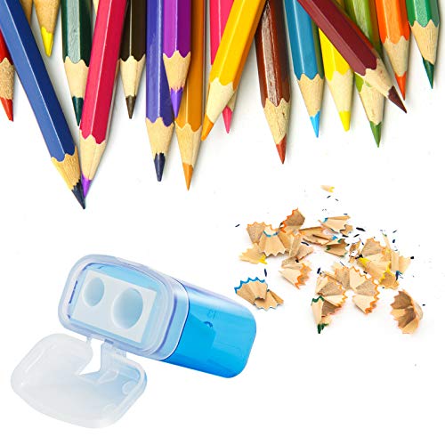 KIDMEN 12 PCS 2 Holes Small Manual Pencil Sharpener with Lid,for Kids,School - style: Small Pencil Sharpener