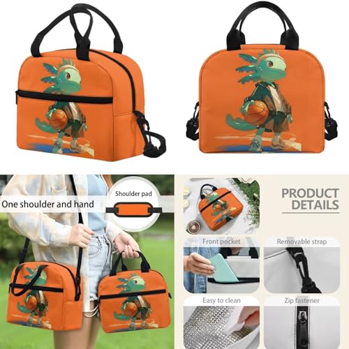 17 Inch Kid's 4PCS Backpack Set, Back to School Essentials | Insulated lunch box, water bottle pouch, pencil case, lightweight, padded shoulder straps, for elementary, middle school - color: Basketball Axolotl