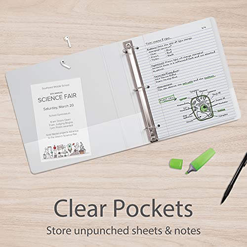 Oxford 3 Ring Binders, Binders for School and Office, 2 Inch ONE-Touch Easy Open D Rings, 3-Sided View Binder Covers, Xtralife Hinge, Non-Stick, PVC-Free, White, 530-Sheet Capacity, 4 Pack (79910) - size: 2 Inch