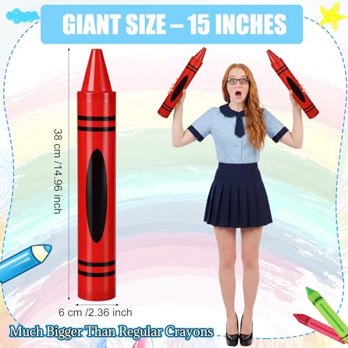 Gersoniel Red 15" Giant Crayon, Jumbo Non-Toxic Coloring Crayon for Back to School, Large Art Projects & Festival Art Events, Draw on Paper & Walls - color: Red