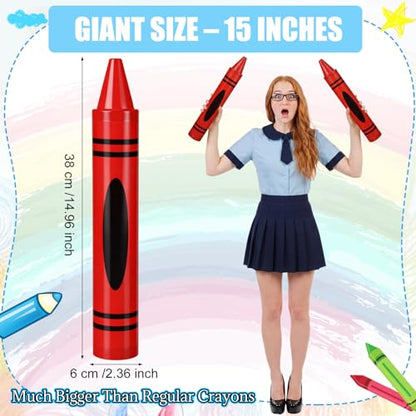 Gersoniel Red 15" Giant Crayon, Jumbo Non-Toxic Coloring Crayon for Back to School, Large Art Projects & Festival Art Events, Draw on Paper & Walls - color: Red