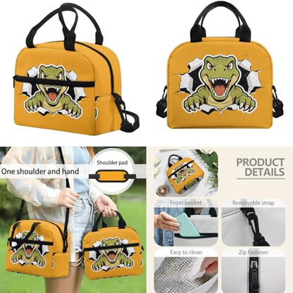 Boys Cool Dinosaur Print 4 in 1 Backpack Set - Kids Elementary School Bookbag with Lunch Bag Pencil Case Water Bottle Holder, Back to School Supplies - color: Cool Dinosaur