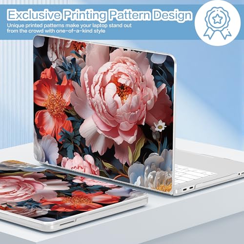 Teryeefi for New MacBook Neo 13 inch 2026 Release Model A3404, Sleek Hard Shell Cover, Keyboard Skin, Screen Protector & USB-C Adapter (Pink Flower W077) - color: Pink Flower W077