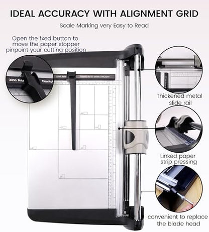 15-Inch Paper Cutter, Rotary Paper Trimmer with Safety Guard, 480mm(18.90") Heavy Duty Paper Cutter for Cardstock, Photos, Office, School and Crafts (18.90") - size: 18.90"