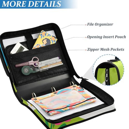 Cute Bunny Eggs Easter Zipper Binder 3 Ring 1.5 Inch School Binder Organizer with Shoulder Strap Handle File Folder Pockets Large Capacity Students Girl Boy Men Office Work - color: Cute Bunny Eggs Easter