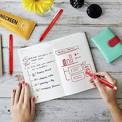 Lineon Erasable Gel Pens, 15 Pack Red Retractable Erasable Pens Clicker, Fine Point, Make Mistakes Disappear, Red Ink for for School & Office - color: 15 Pack Red