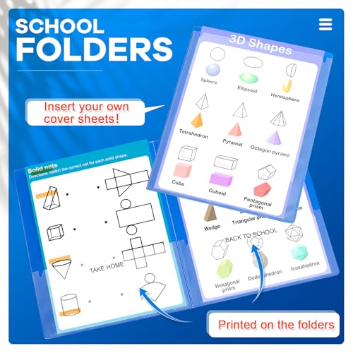 Henoyso 400 Pcs Take Home Folders 2 Inside Pockets, Parent Teacher Communication Folder for Students Homework with Clear Front Pocket Heavy Duty, School Classroom Supplies, 11.8 x 9.45 Inch (Blue) - color: Blue