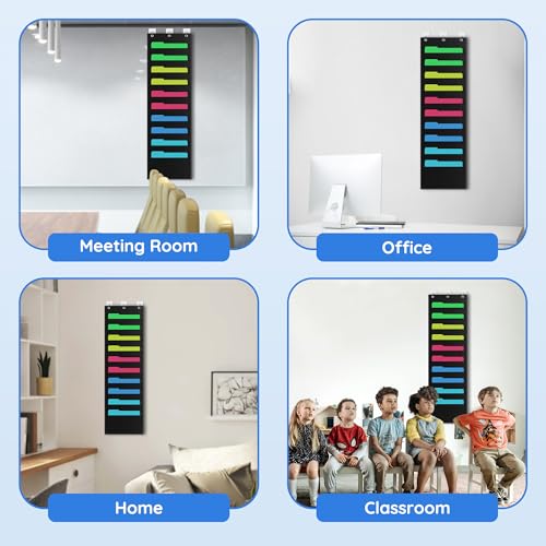 ZKOO 10 Pockets Hanging Wall File Organizer for A4 Size Paper/Legal/Letter Size Document, Sturdy Wall Mail Organizer Black Pocket Chart Great for Classroom, Office, Home Use with 3 Hangers - size: 10 Pocket
