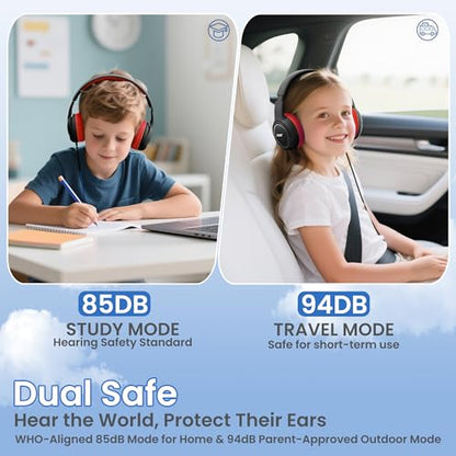 acer Kids Headphones - Over-Ear 85/94dB Volume Limiter, 3.5mm Jack Foldable Stereo Sound Headset for Toddlers Girls Boys Travel Learning Entertainment Tablet Kindle iPad PC Black Red, HK03 - color: Black Red