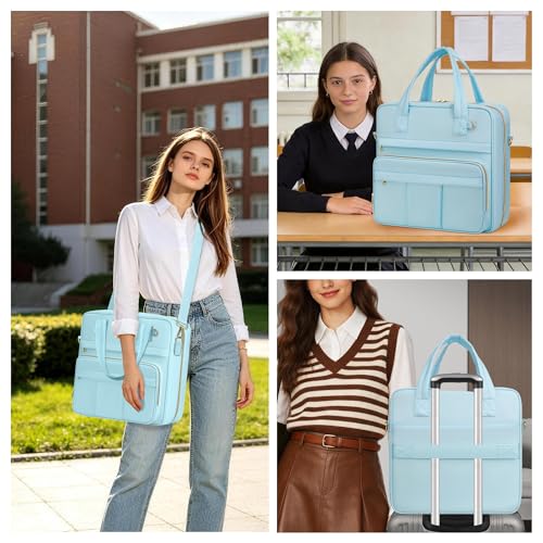 Zipper Binder | 3 Inch O-Ring, 600 Sheet Capacity Trapper Keeper with Shoulder Strap & Handle, Binder Bag with Multiple Storage Pockets, Fits 13" Laptop (Blue) - color: Blue