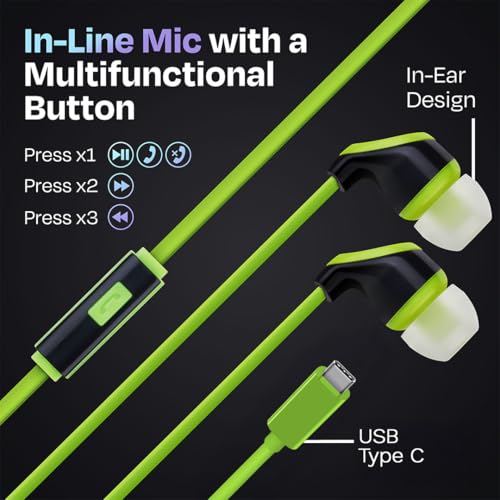 50 Pack Bulk USB C Headphones with Mic, Type C Wired Earbuds Noise Cancelling Earphones Compatible with iPhone 16/15 Pro Max Plus, iPad Pro, Galaxy S23/S22/S21/Ultra, Pixel 8/7/6, Kindle Fire Max 11