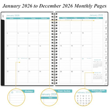 Daily Planner 2026 Full Page Per Day- 2026 Daily & Monthly Planner from January 2026 to December 2026, Day Planner 2026 with 12 Months Tabs, 6.4" x 8,5", Black - color: Black, size: 6.4" x 8.5"