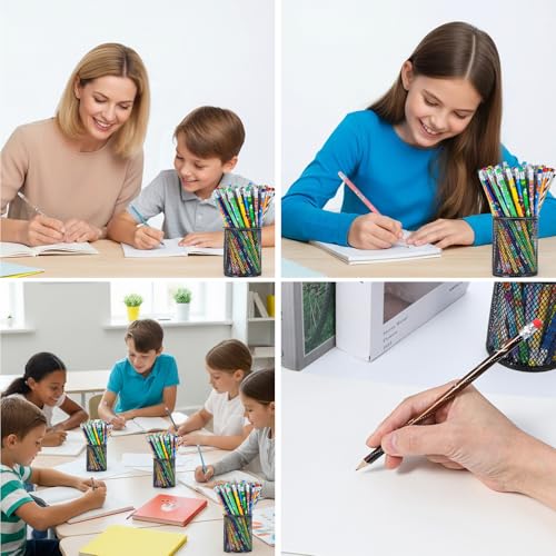 180 Pcs Colorful Wooden Pencils with Erasers, No.2 HB Multicolor Pencils Bulk for Learning Supplies, Rewards, Teacher Gifts & Party Favors