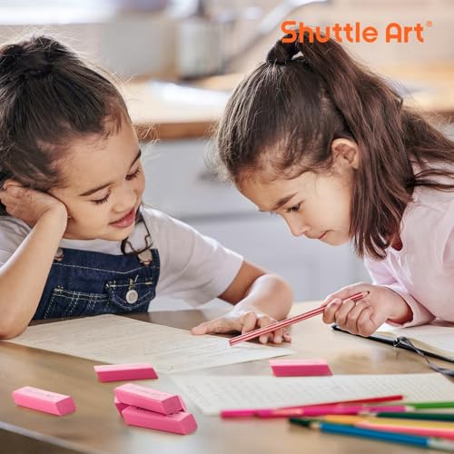 Pink Erasers, Shuttle Art 120 Pack Pink Erasers Bulk for School, Office, Latex-Free Soft Eraser for Kids, Teachers as School Supplies - color: Pink