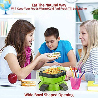 Pinnacle Insulated Leak Proof Lunch Box for Adults and Kids - Thermal Lunch Container With NEW Heat Release Valve 16 oz ~Set of 2~ Blue-Green - color: Blue-green