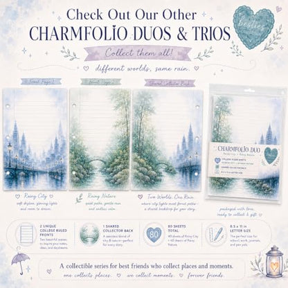 Charmfolio Duo Knitting & Crochet Binder Paper, 80 College Ruled Sheets, 8.5 x 11 3 Hole Punched Loose Leaf Stationery, Back to School Basics, Backpack Essentials for Crafty Besties