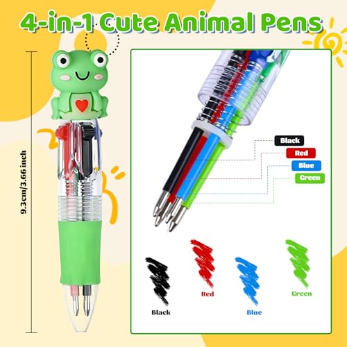 Animal Party Favors Animal Pens Multicolor Pen in One Cute Fun 4-in-1 Pens Bulk Cool Ballpoint Pens for Birthday Gifts Teacher Supplies (Animal, 24) - style: Animal