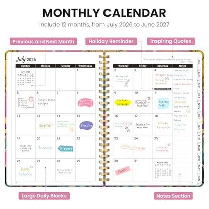 Planner 2026-2027, Academic Planner Weekly and Monthly, Jul 2026 - Jun 2027, Spiral Bound School Planning Tool with Tabs and Pocket, Perfect for Students & Teacher, 6.3" x 8.5", Fox Hollow - color: L-Fox Hollow, size: 6.3"x8.5" (A5)