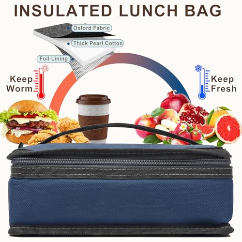FlowFly Small Insulated Lunch box Portable Soft Bag Mini Cooler Thermal Meal Tote Kit with Handle for Work & School, Cyan - color: Cyan