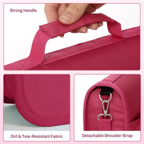 SUNEE Zipper Binder 3 Ring, 3 Inch O-Ring with Handle and Shoulder Strap, 600-Sheet Capacity, 5-Tab Expanding File Folder, Multi-Pockets for Middle School Organizer Binder with Zipper, Berry Pink - color: Berry Pink