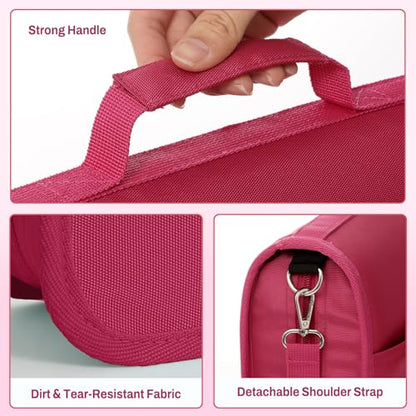 SUNEE Zipper Binder 3 Ring, 3 Inch O-Ring with Handle and Shoulder Strap, 600-Sheet Capacity, 5-Tab Expanding File Folder, Multi-Pockets for Middle School Organizer Binder with Zipper, Berry Pink - color: Berry Pink