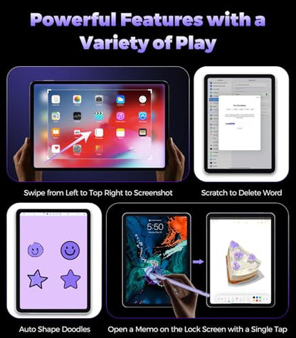 Stylus Pen for iPad(2018-2025), Pad Pencil 10th Generation with Palm Rejection & Tilt, Digital Pencil Compatible with Apple iPad 6/7/8/9/10/A16, Pro 11"/12.9"/13"/M4, Mini 5/6, Air 3/4/5/M2/M3 -Pueple - color: Purple