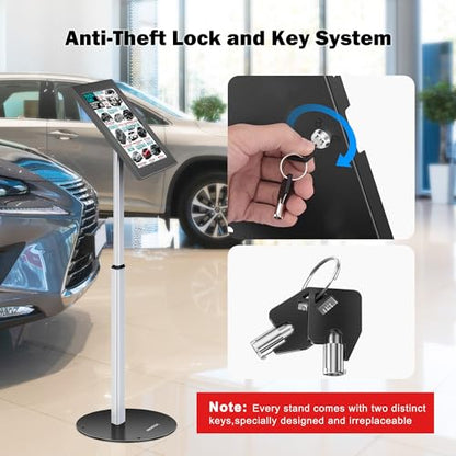 AboveTEK Tablet Floor Stand, Anti-Theft Kiosk Stand, Height Adjustable Tablet Stand Floor with Locking System, for 14.6" Samsung Galaxy Tab S8 Ultra, S9 Ultra, S10 Ultra, S11 Ultra, for Retail & POS - size: 14.6" Galaxy Tab