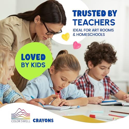 Color Swell 24-Pack Crayons – Non-Toxic, Ideal for Kids, Students, Adults, and Classroom Activities - size: 1 Pack | 24 Crayons